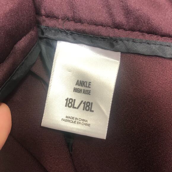 Express Pants Maroon Paperbag Tie Waist Ankle Crop High Rise Work Office 18 Long - Picture 7 of 10